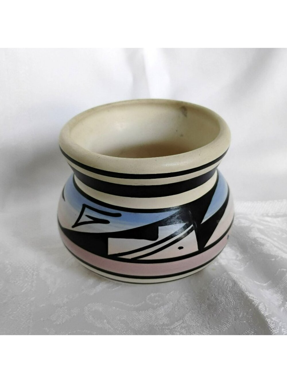 Hand-Painted Cedar Mesa Native American Pottery Vase 4" Signed Southwestern Art